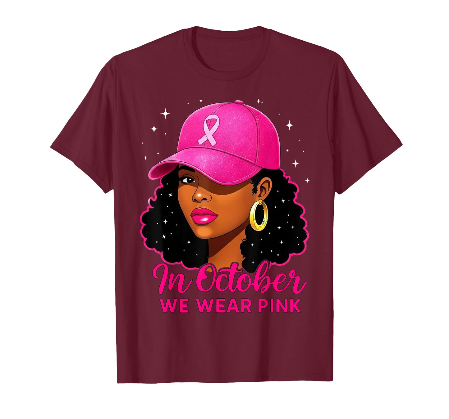 in October We Wear Pink Black Women Breast Cancer Awareness T-Shirt