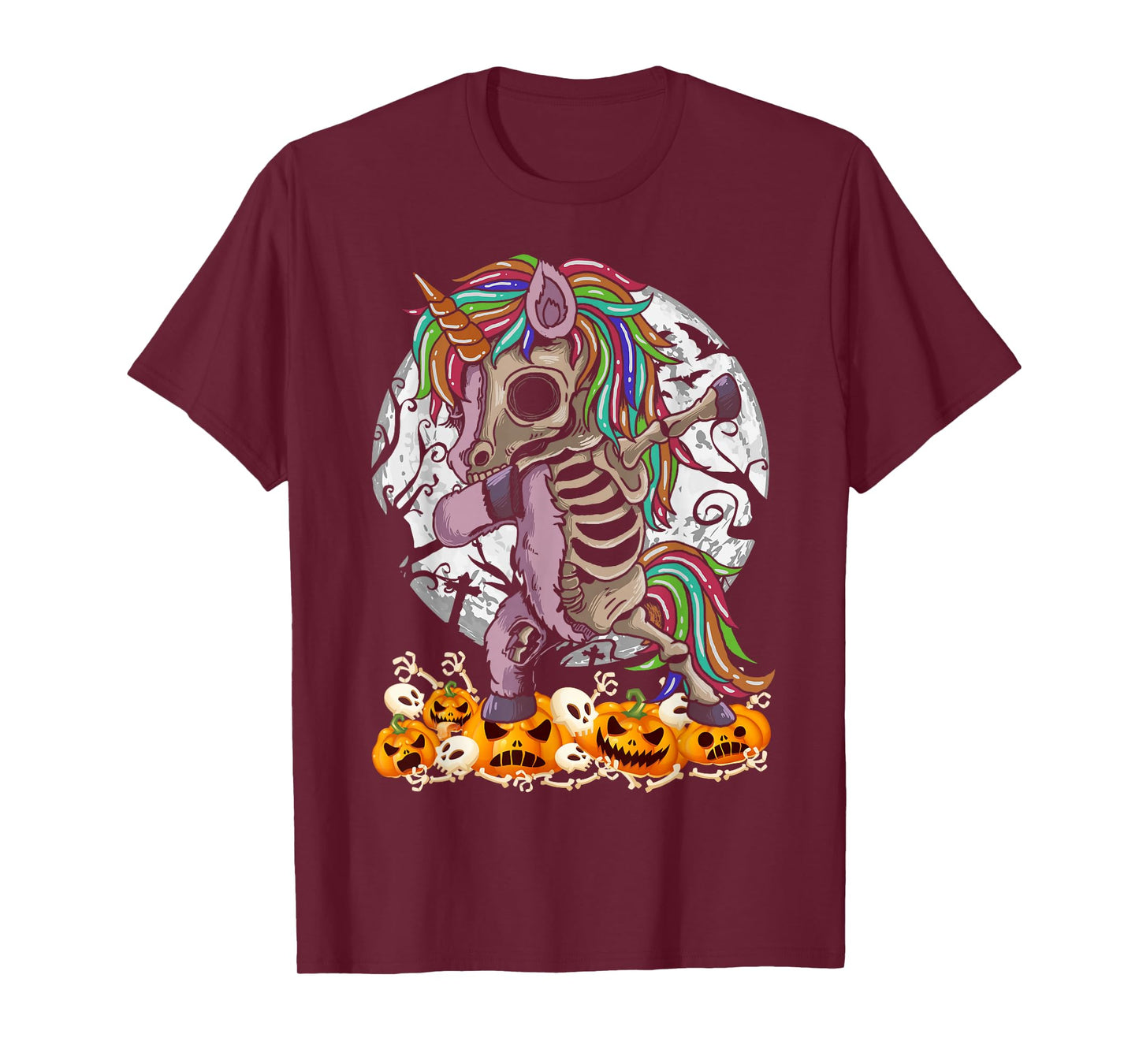 Unicorn Zombie Skeleton Dabbing Pumpkin Scary Halloween T-Shirt