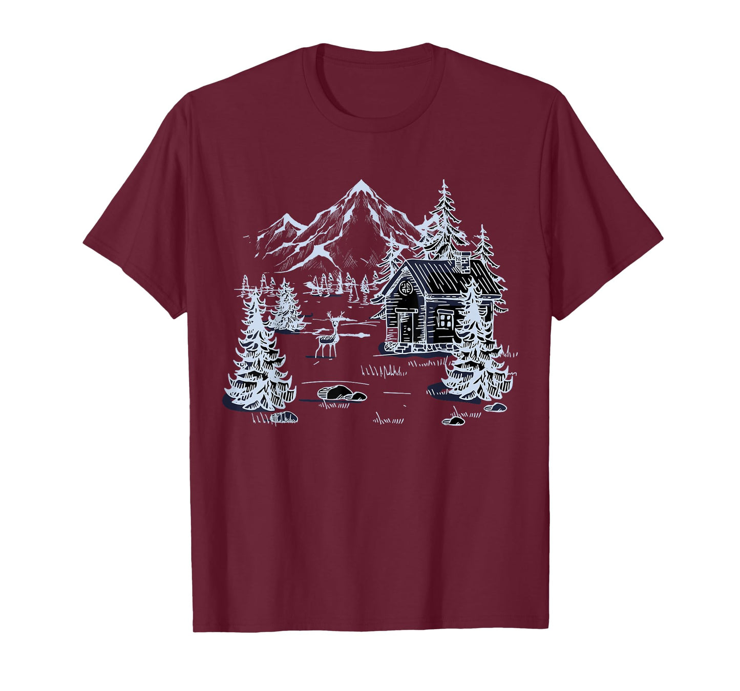Outdoors Nature Mountains Trees Wildlife House Forest Hiking T-Shirt