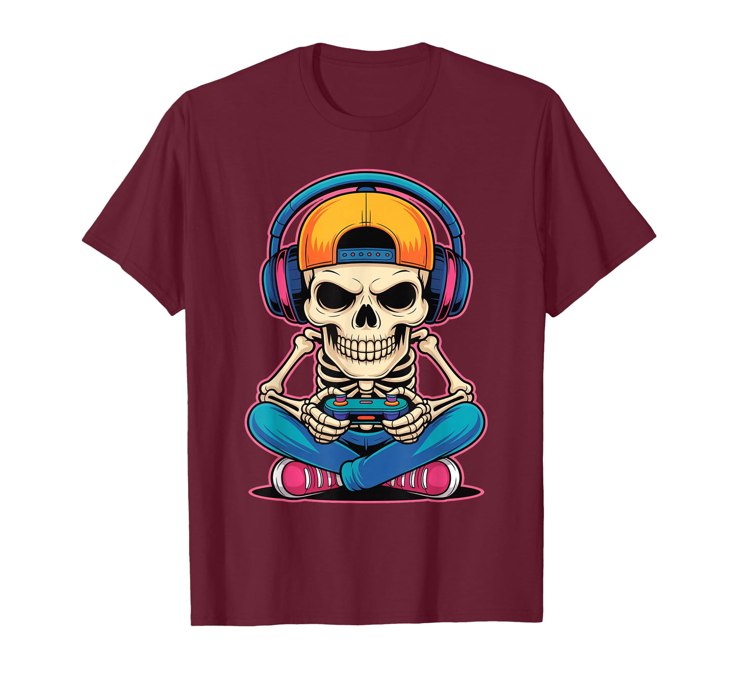 Funny Halloween Skeleton Gamer T-Shirt