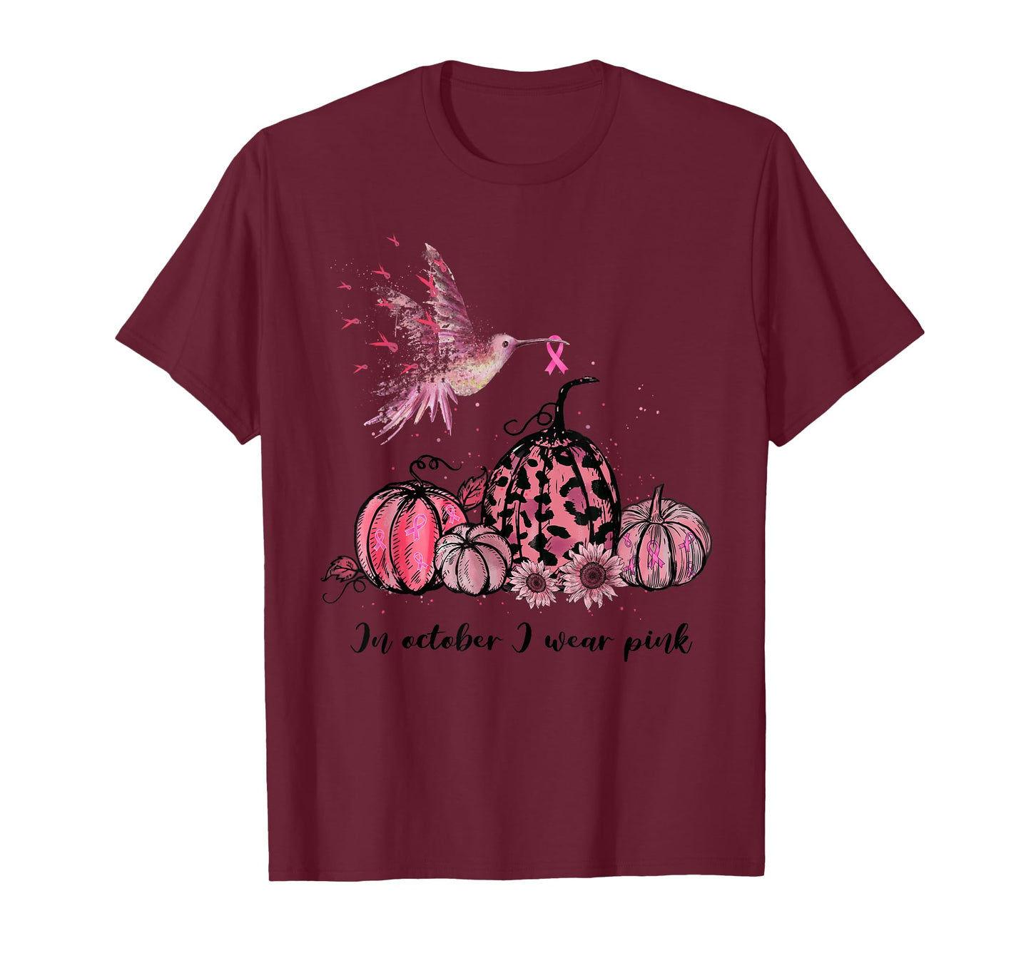 In October We Wear Pink Hummingbird Breast Cancer Awareness T-Shirt