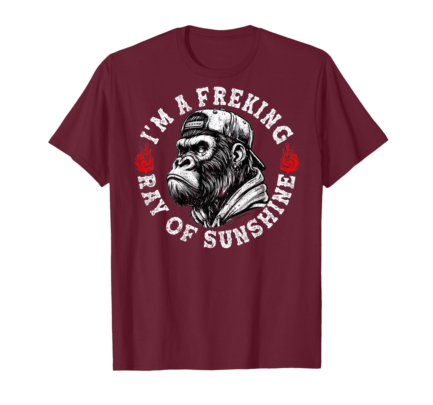 I’m A Freaking Ray of Sunshine Funny Monkey (On Back) T-Shirt