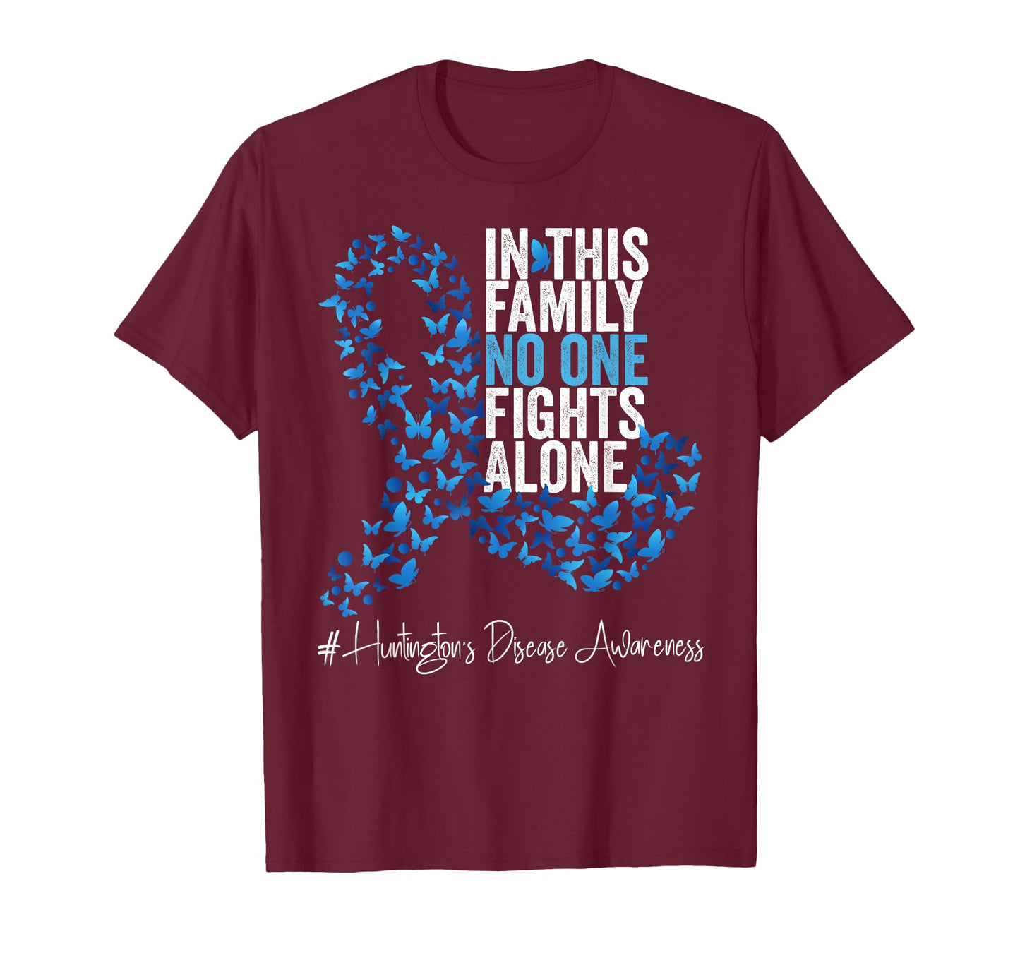 Huntington's disease Awareness Month Blue Ribbon Butterflies T-Shirt