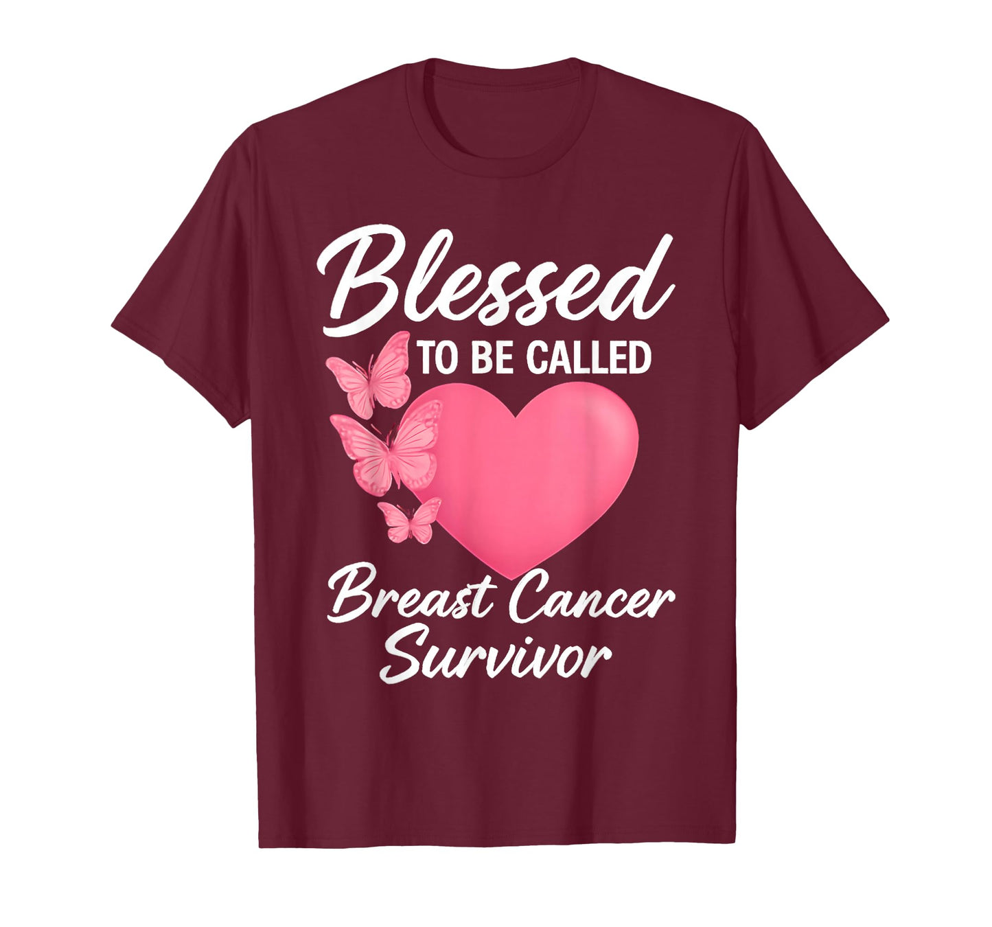 Blessed to Be Called Breast Cancer Survivor Pink Butterfly T-Shirt