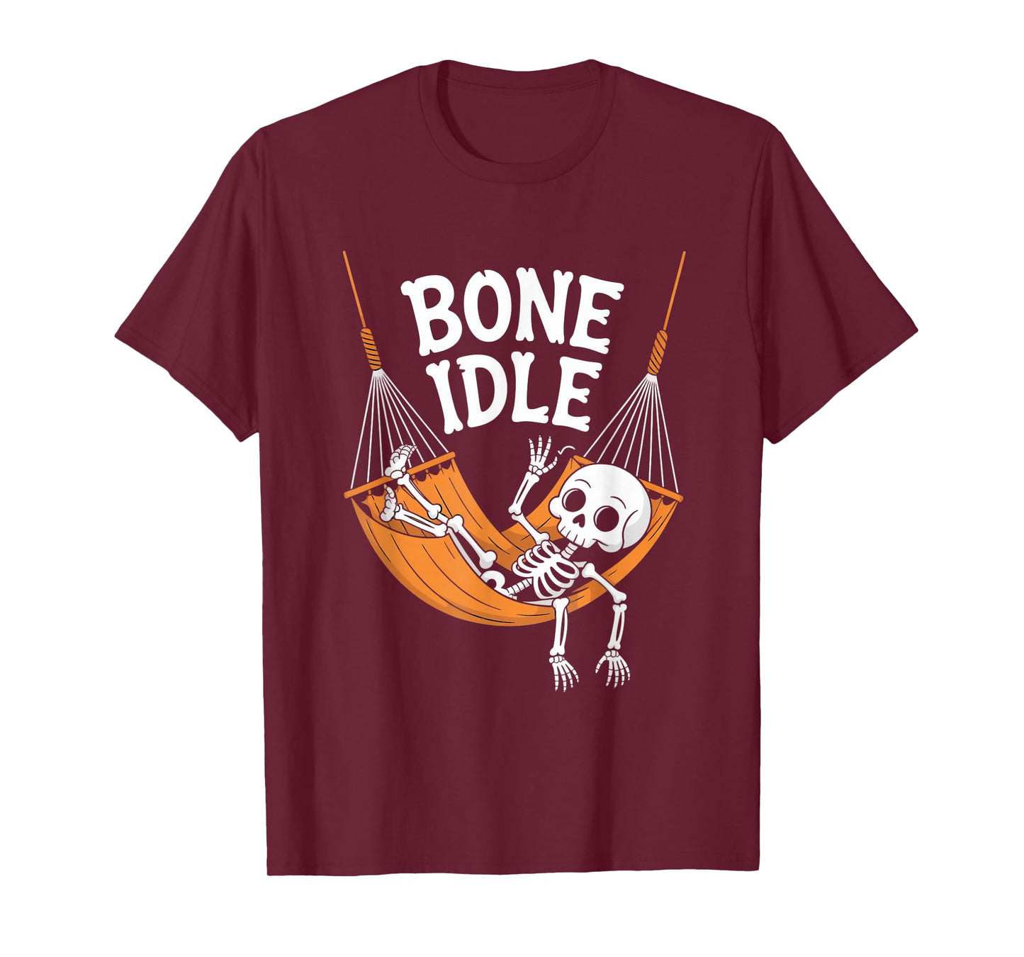Bone Idle Skeleton Hammock Funny Halloween Pun T-Shirt