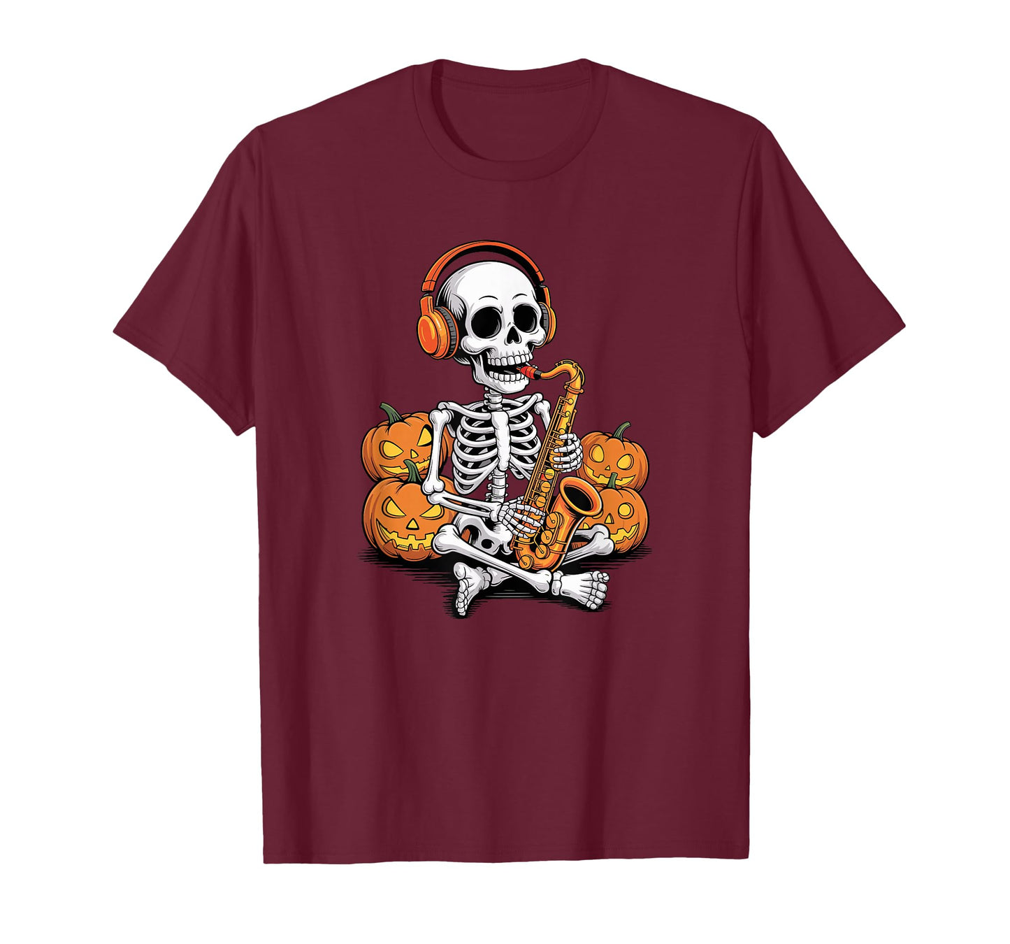 Halloween Skeleton Saxophone Saxophonist Sax Player T-Shirt