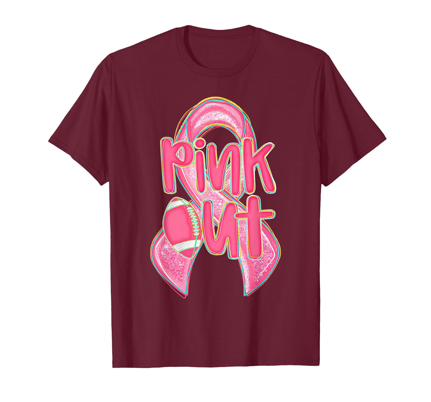 Cute Breast Cancer Pink Out Ribbon Awareness Month Football T-Shirt
