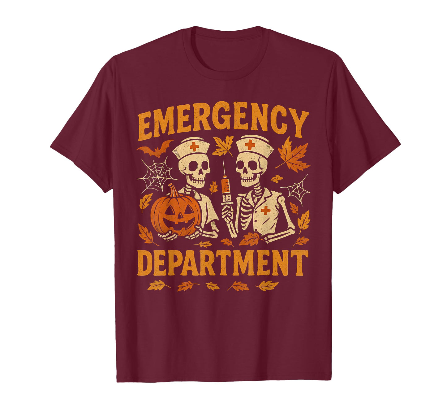 Emergency Department Skeleton Pumpkins ER RN Nurse Squad T-Shirt