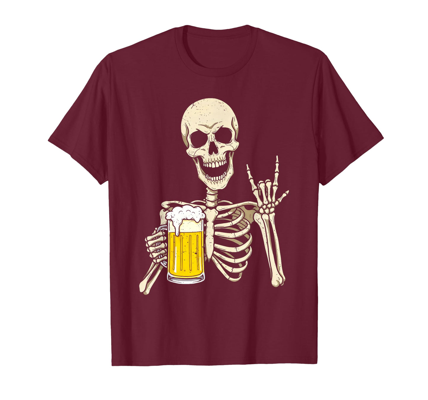Skeleton Drinking Beer Funny Halloween Costume Party Spooky T-Shirt