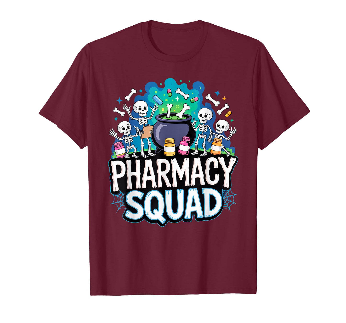 Pharmacy Squad Skeleton Party Outfit Spooky Halloween Vibes T-Shirt