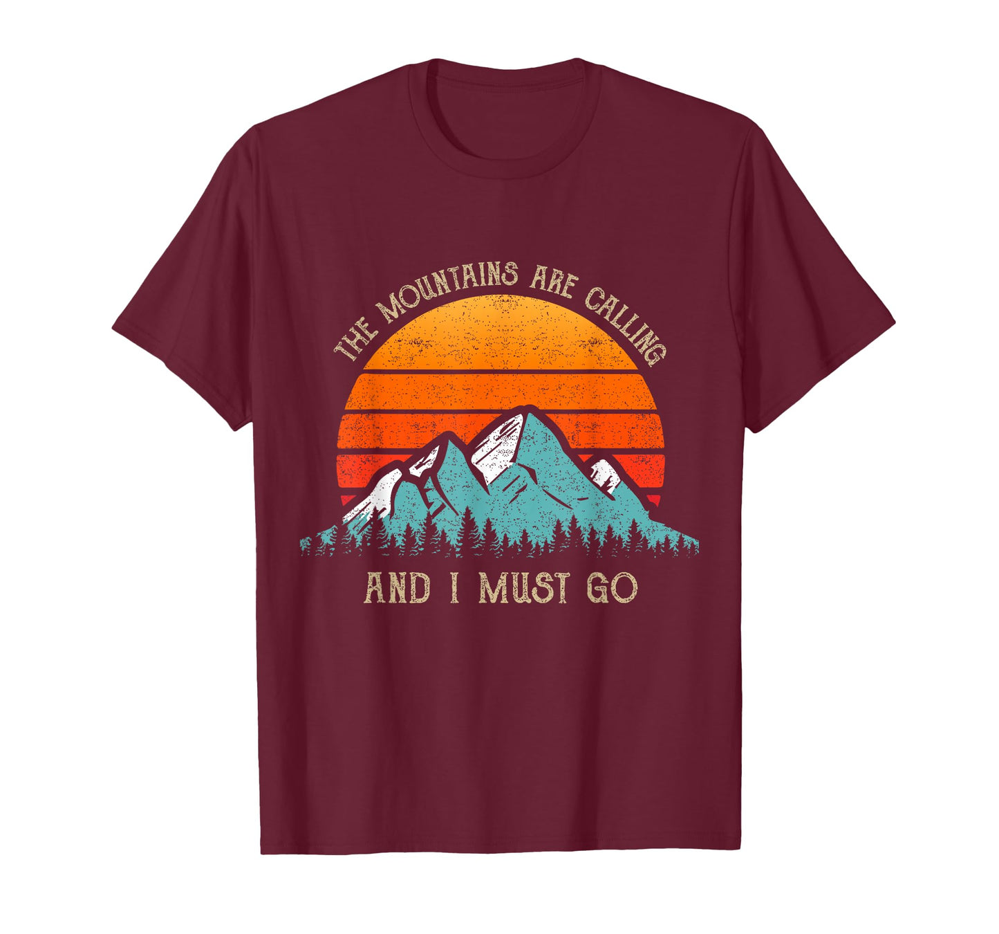 Mountains Are Calling & I Must Go 70s 80s Sun Vintage Retro T-Shirt