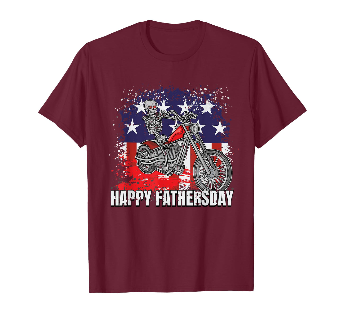 Skeleton Riding Motorcycle Happy Fathers Day Funny Dad Papa T-Shirt