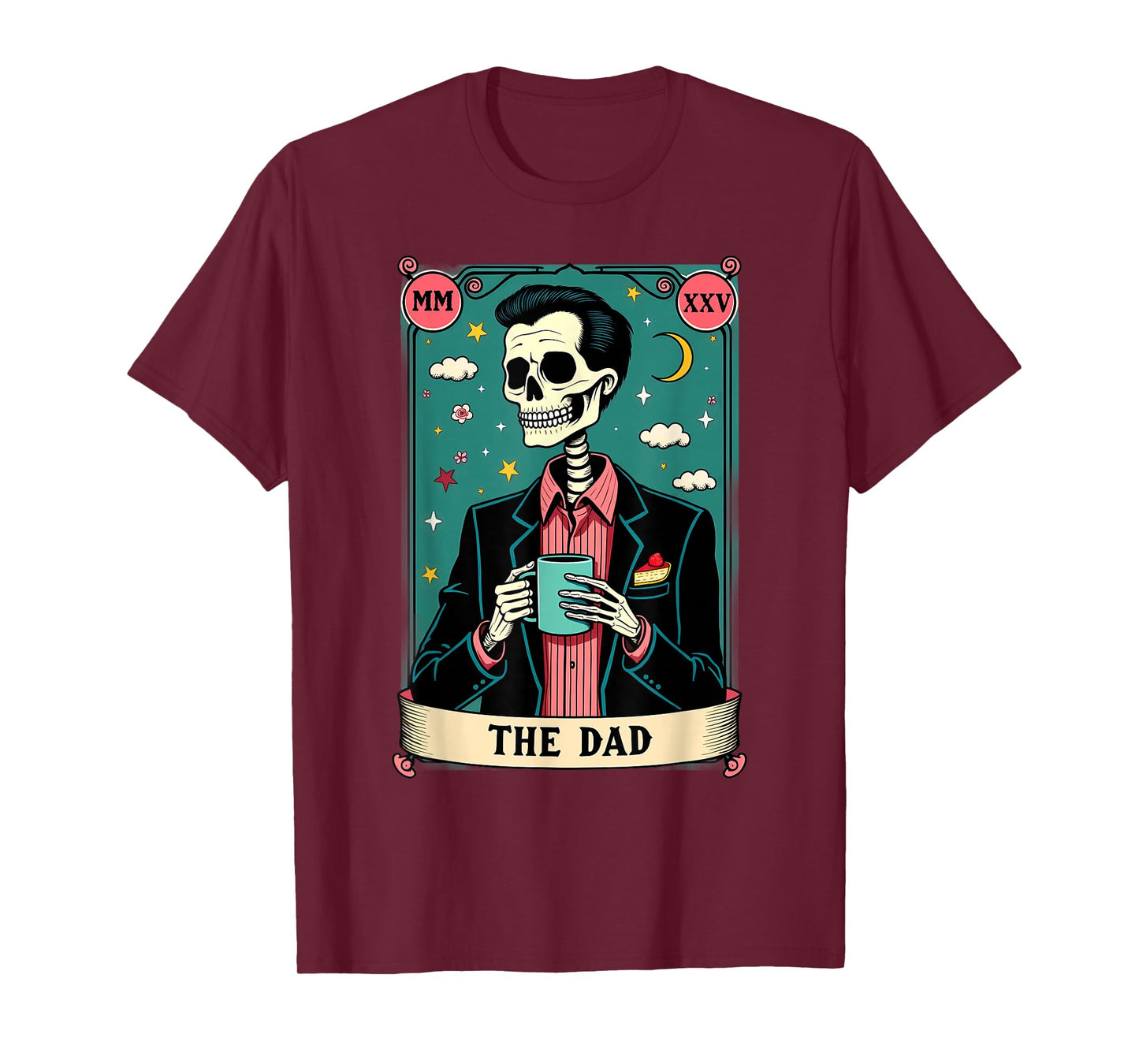 Retro Witch Dad Tarot Card Skeleton Halloween T-Shirt
