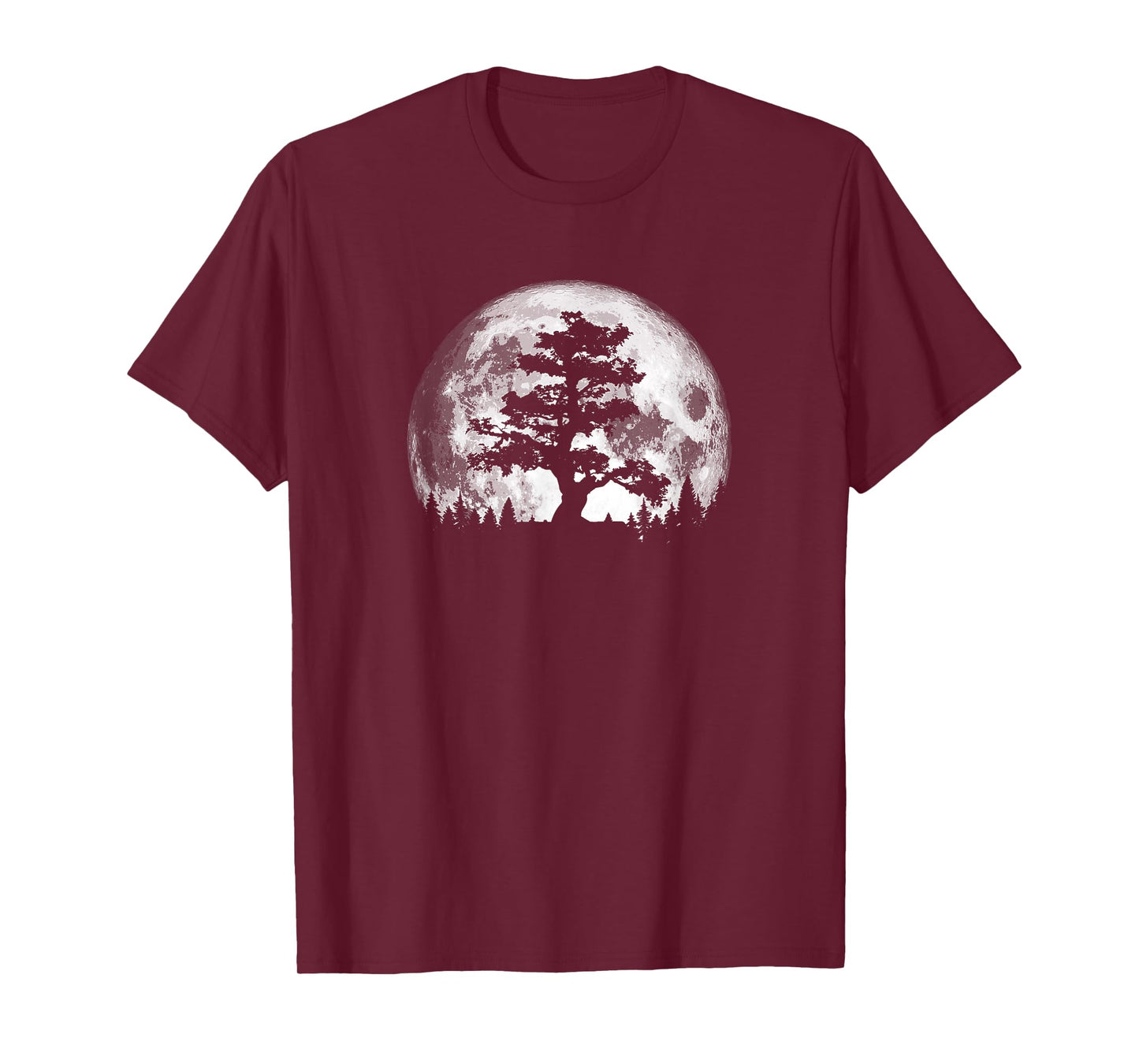 Retro full moon and minimalist pine tree vintage graphic T-Shirt