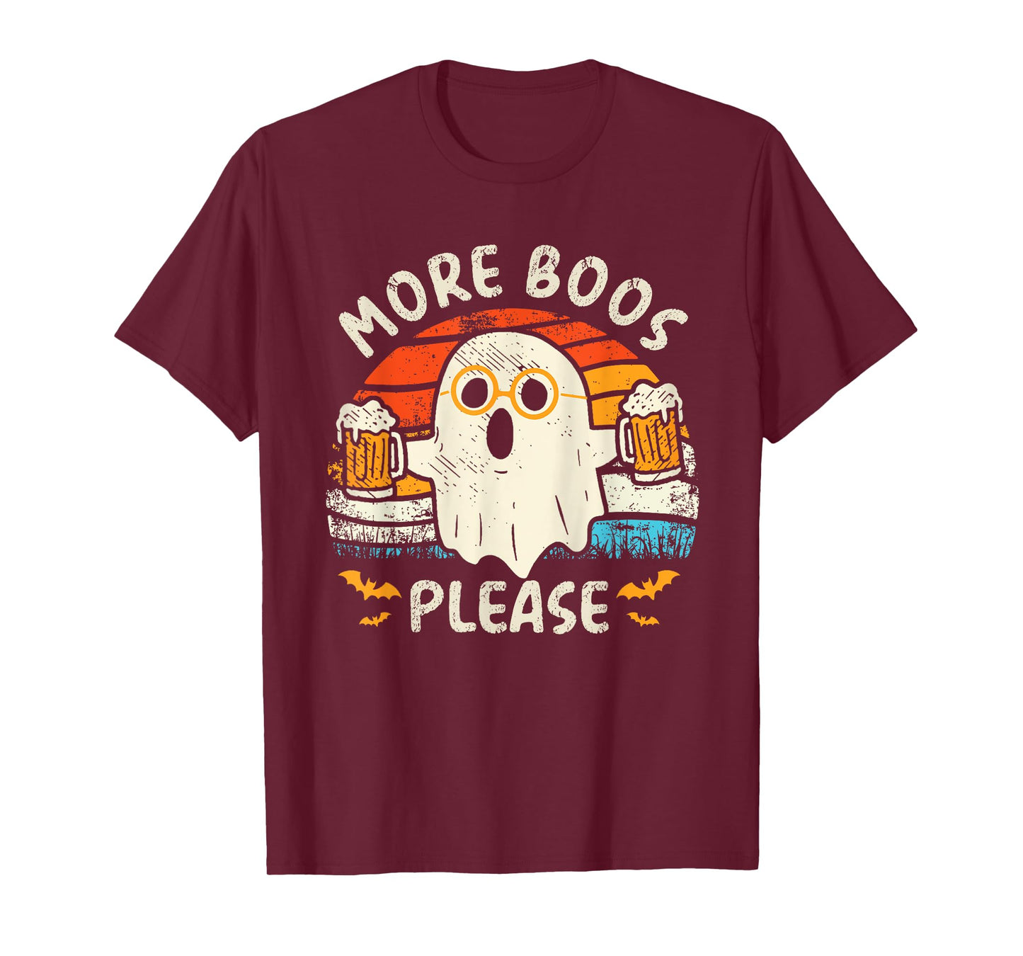 Retro More Boos Please Ghost Beer Halloween Costume Men Boys T-Shirt