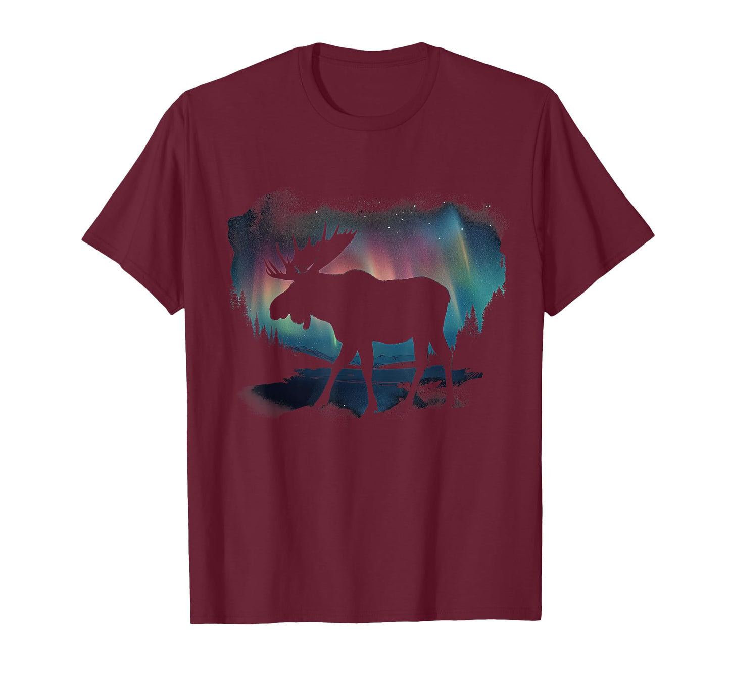 Moose Northern Light Winter Hiking Alaska Nature Lover T-Shirt