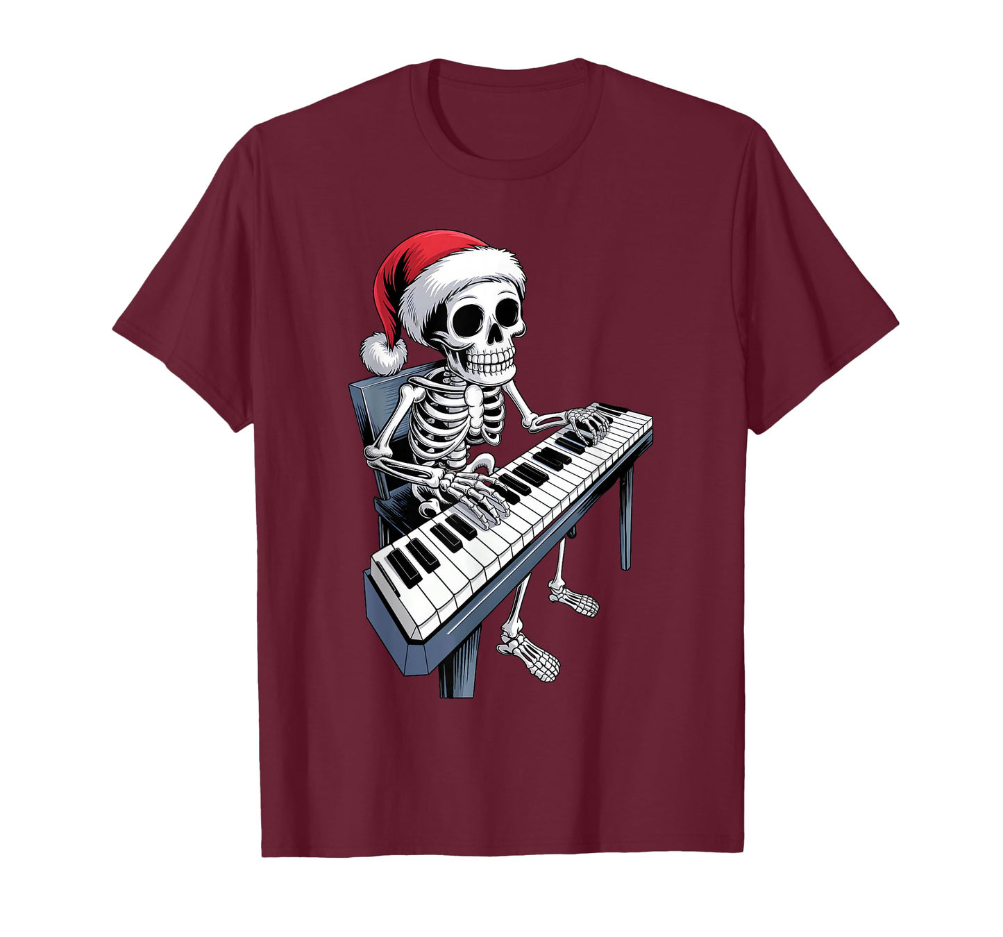 Xmas Santa Skeleton Playing Piano Funny Christmas Boys Kids T-Shirt