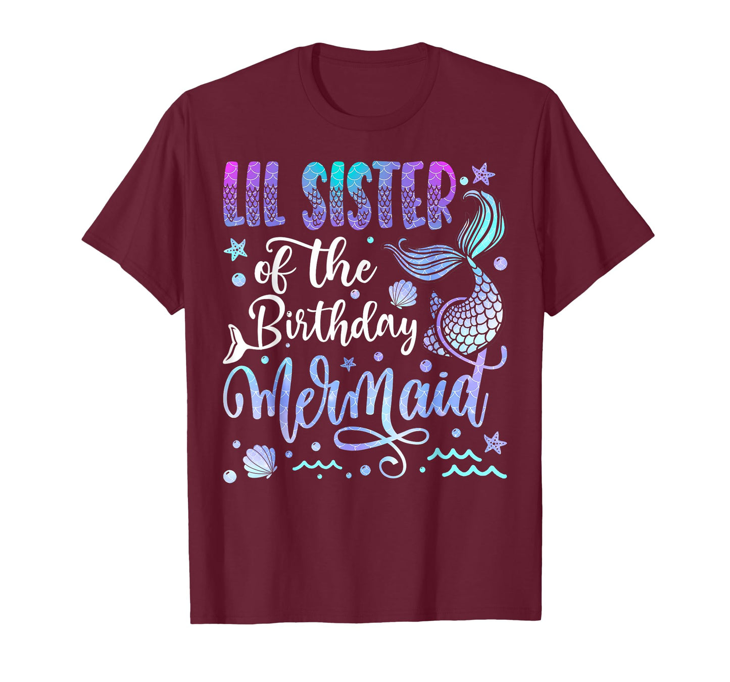 Lil Sister Of The Birthday Mermaid Bday Girl Party T-Shirt