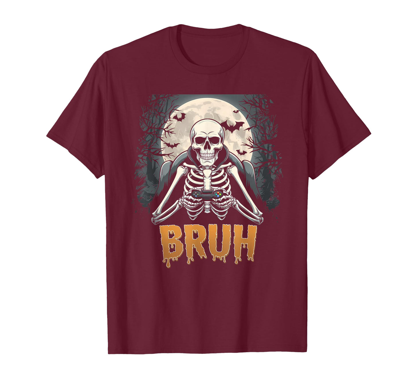 Halloween Skeleton Video Gaming Gamer Youths Boys Teens Men T-Shirt