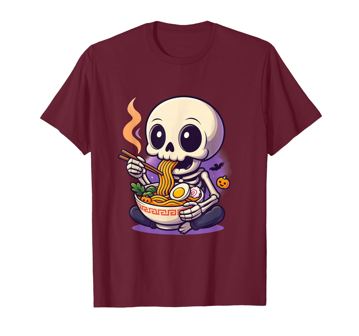 Cute Kawaii Skeleton Eating Ramen Halloween T-Shirt