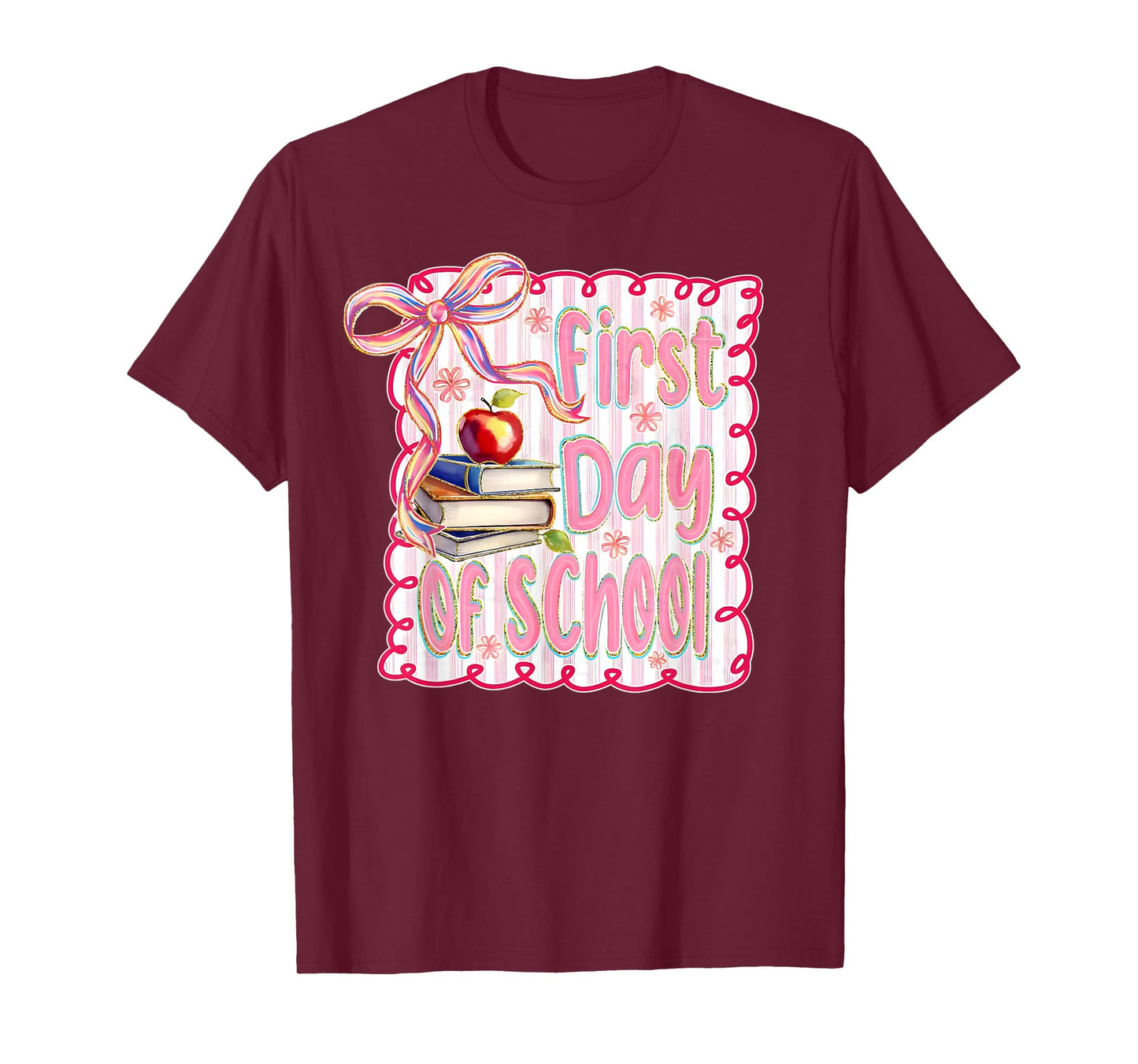 First Day Of School Coquette Bow Retro Back To School T-Shirt