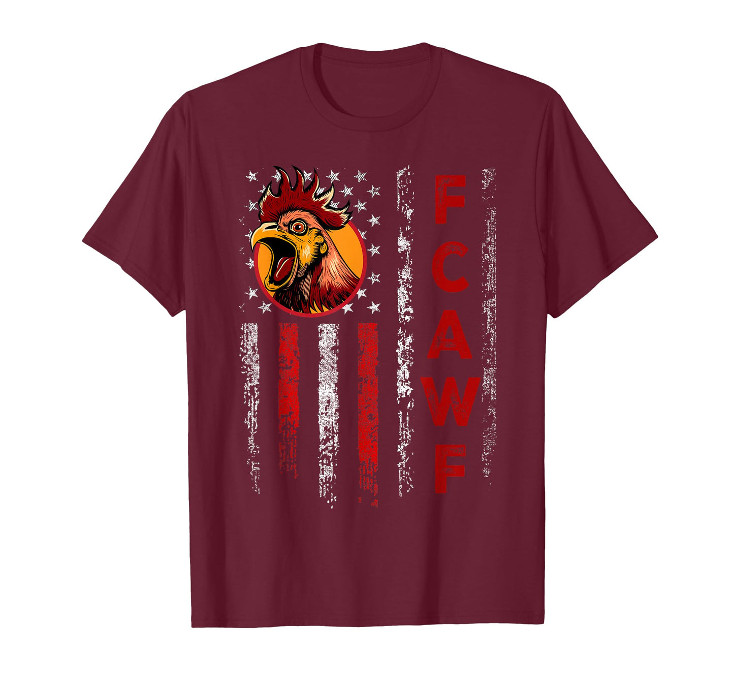 F-Caw-F Funny Chicken Humor F-Caw-F Rooster Vintage US Flag T-Shirt