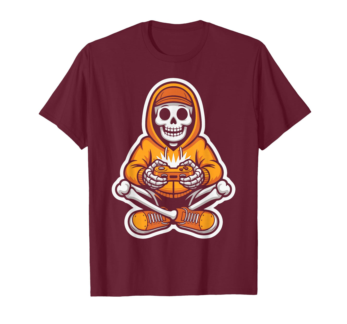Halloween Skeleton Gamer Playing Video Games Spooky Style T-Shirt