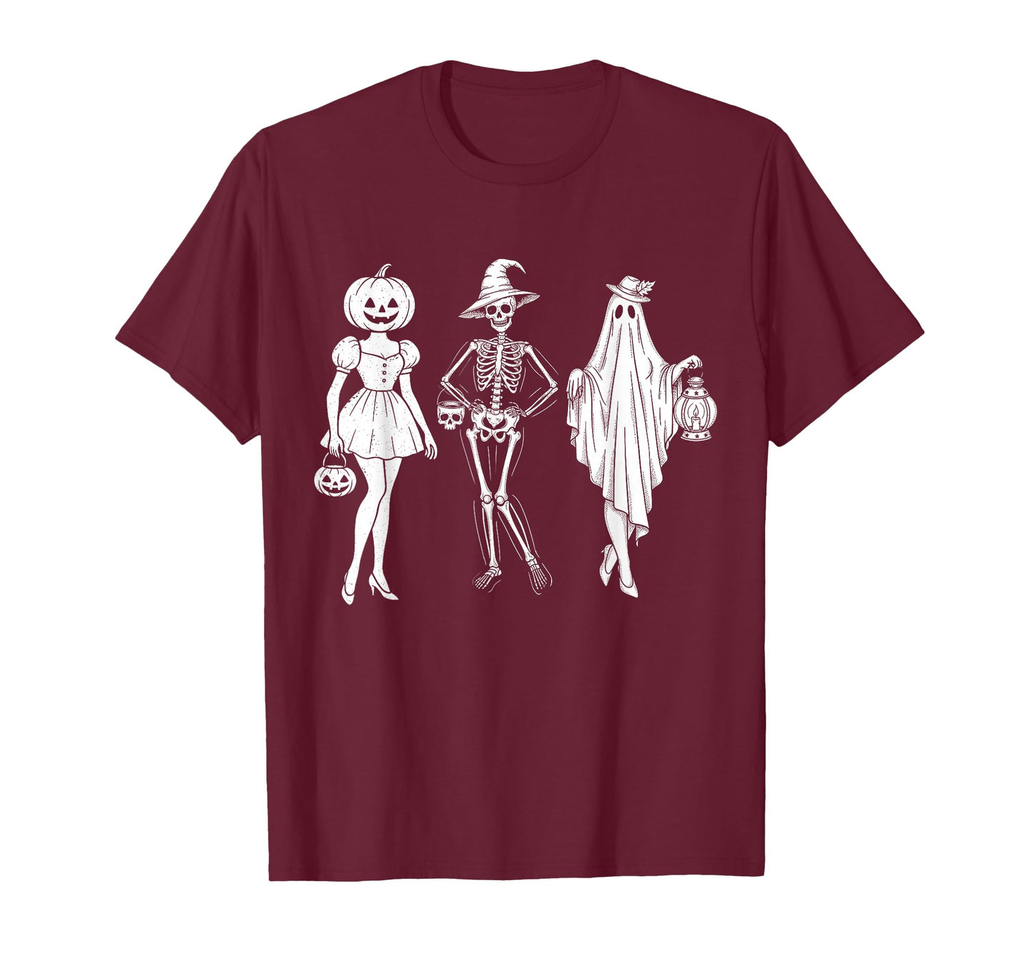 Spooky Girls Halloween Squad Skeleton Ghost Pumpkin Fall T-Shirt