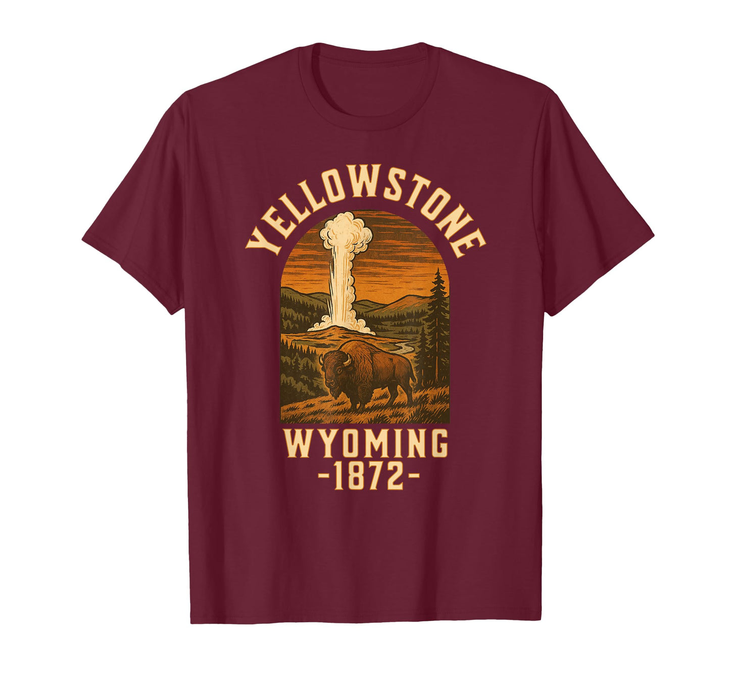 Retro Yellowstone Bison Poster National Park Travel Art T-Shirt