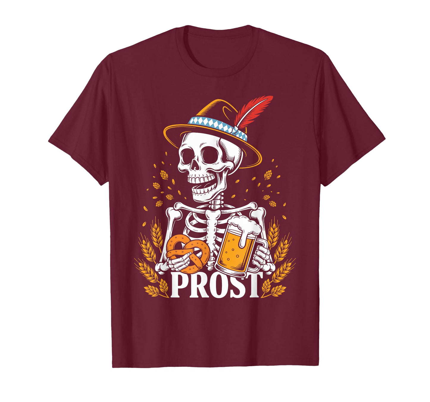 Skeleton Prost Bavarian Halloween Munich German Oktoberfest T-Shirt