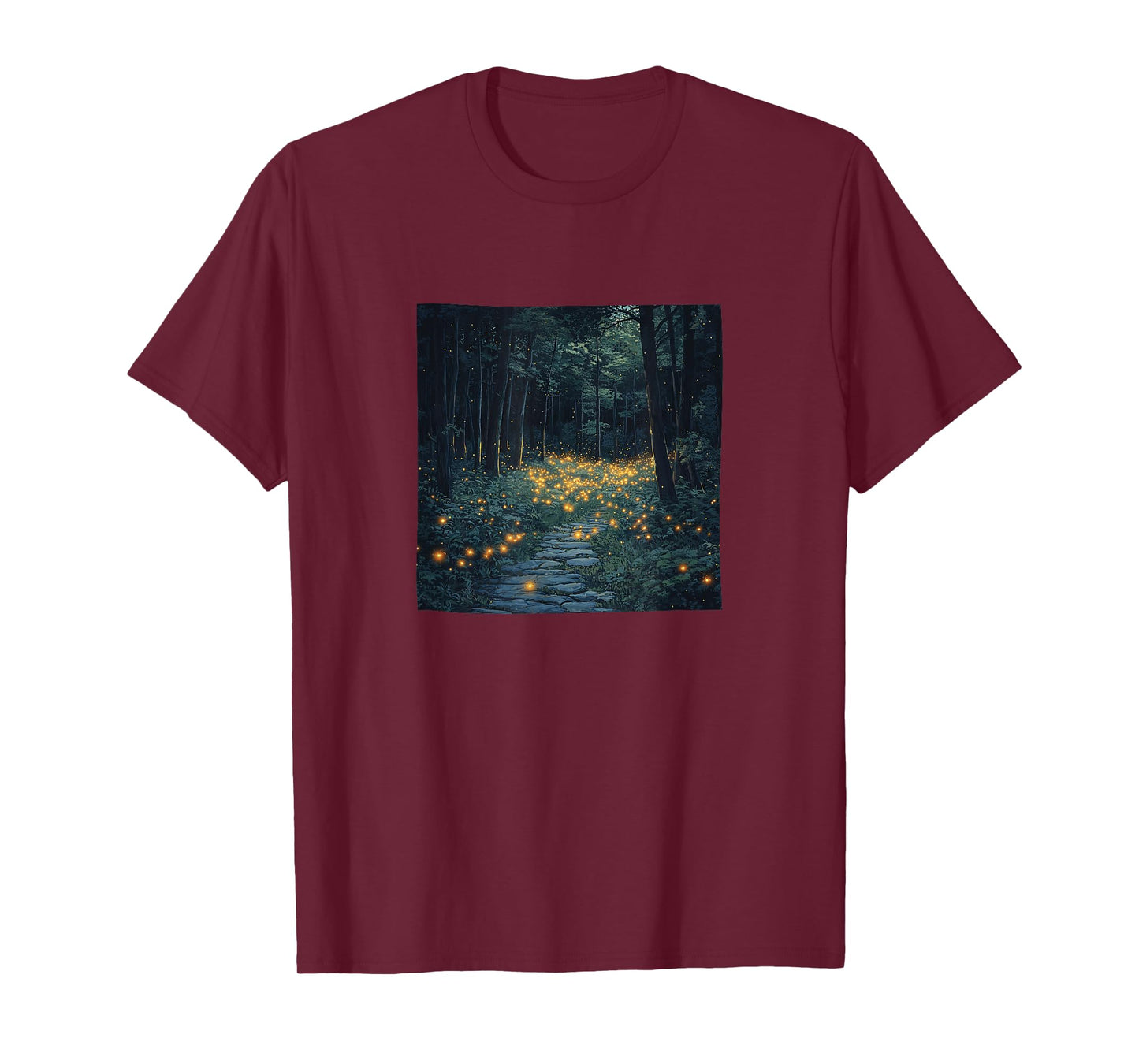 Forest With Fireflies Vintage Landscape Graphic T-Shirt
