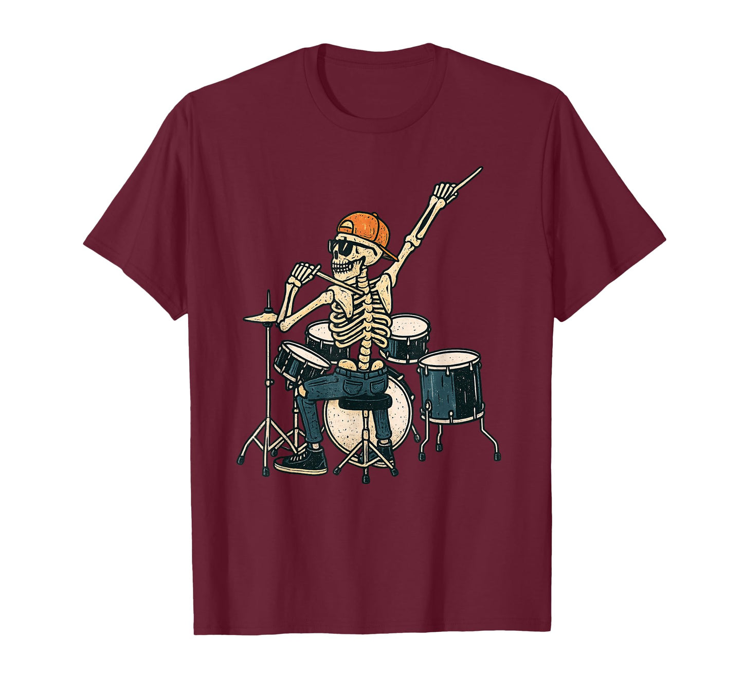 Vintage Halloween Skeleton Drummer Funny Spooky Costume T-Shirt