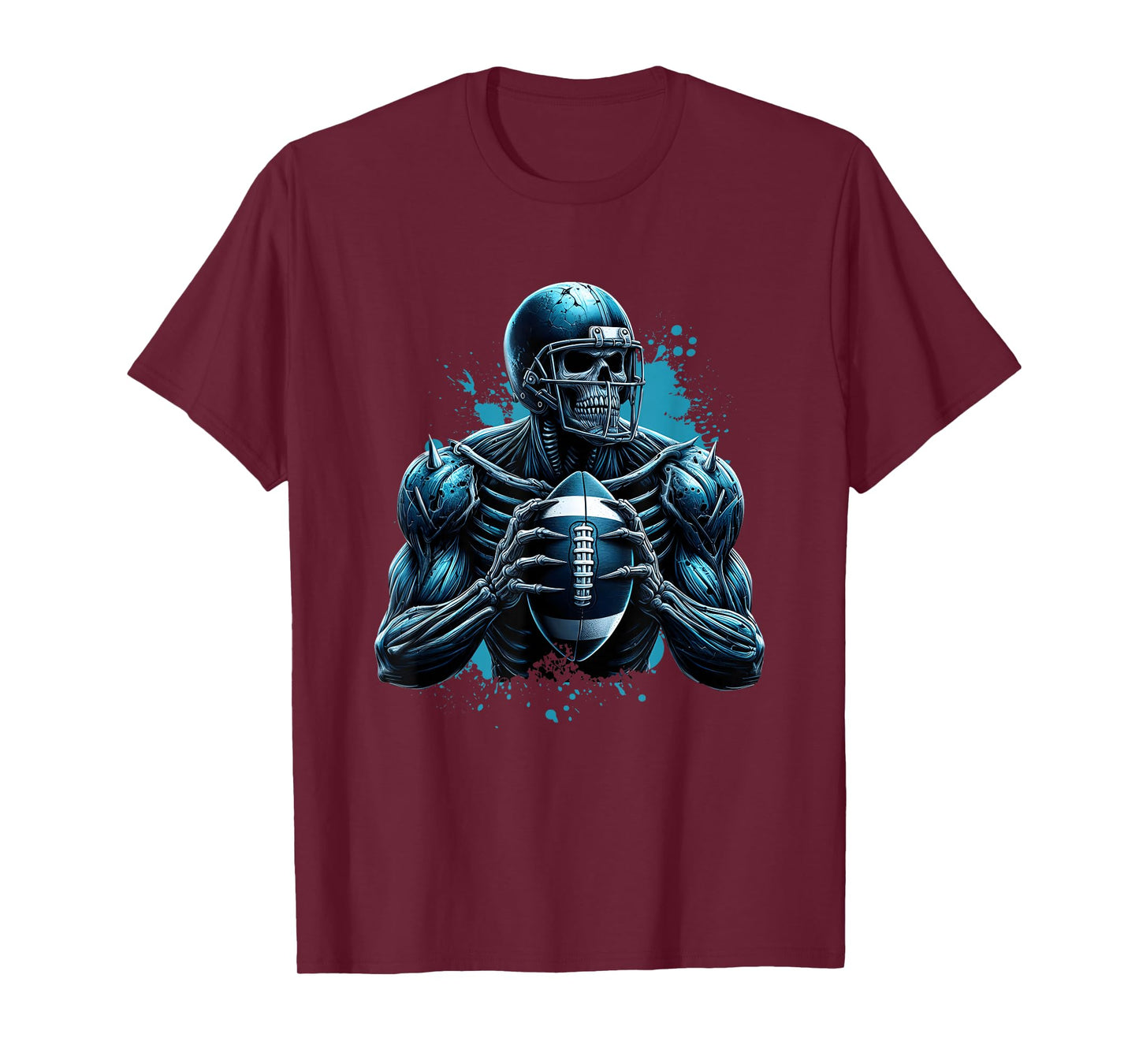 Muscular Skeleton Football Player Spiked Armor Halloween T-Shirt