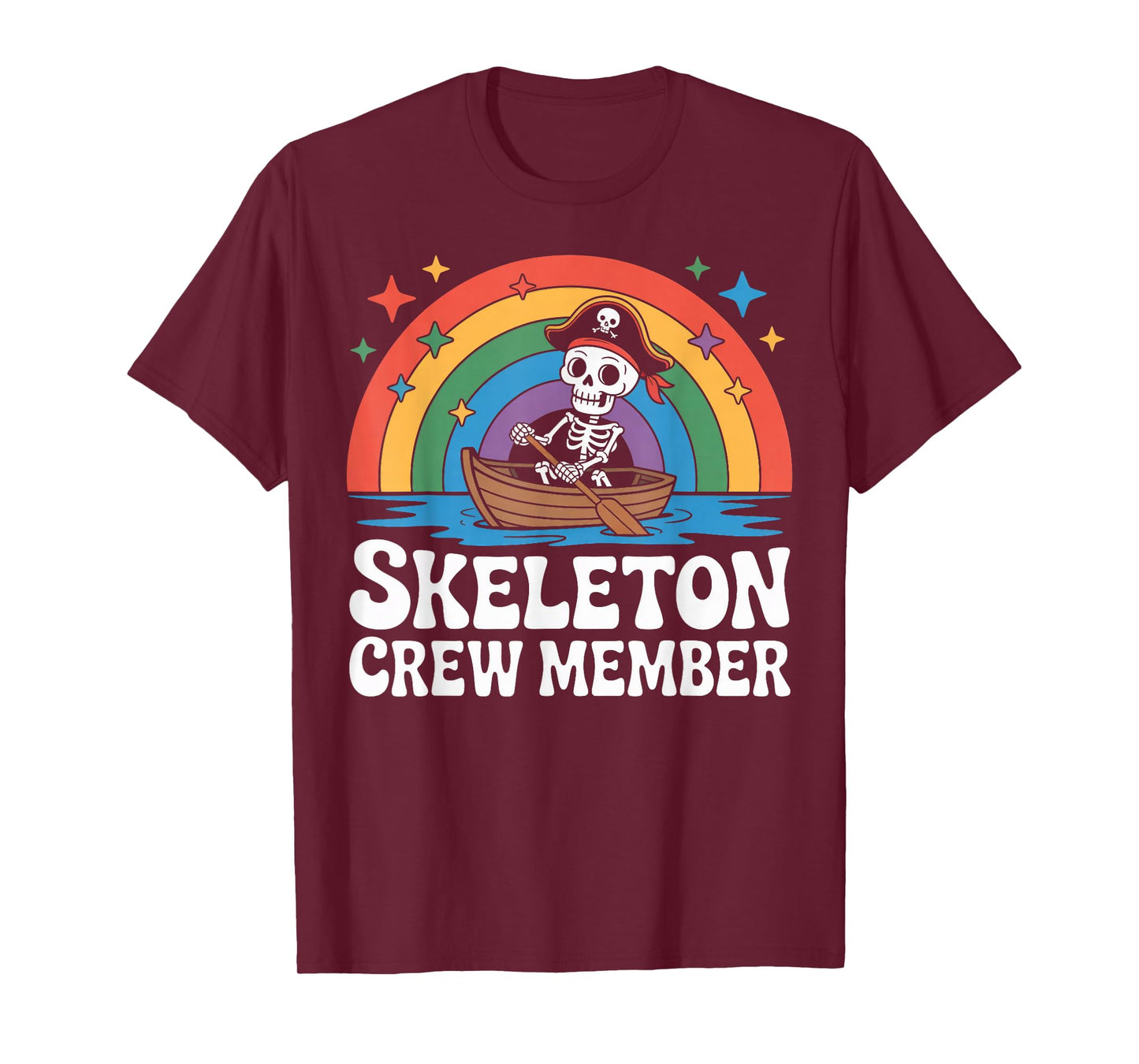 Skeleton Crew Member Tiny Pirate Captain Rowing Boat T-Shirt