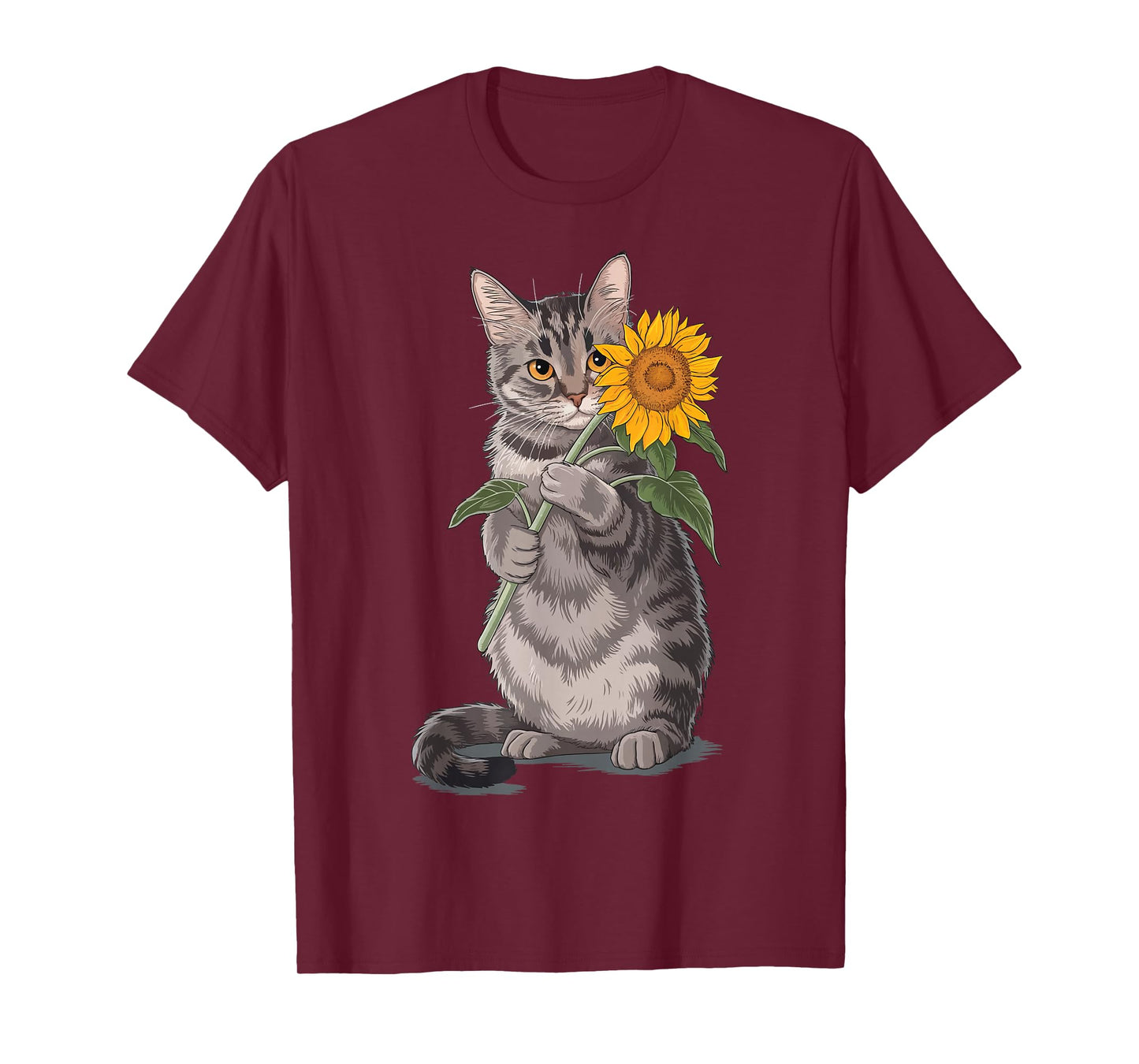Cat Holding Sunflower T-Shirt