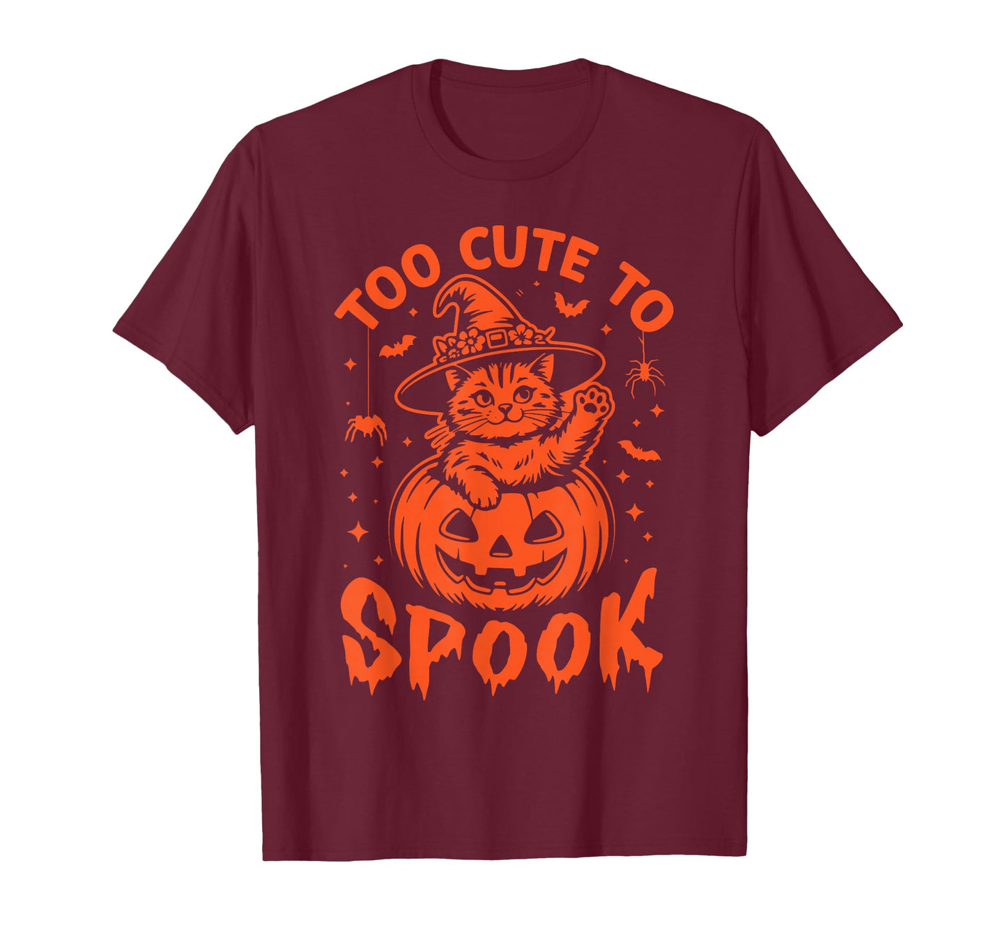 Too Cute to Spook Pet Funny Halloween Paw Pumpkin Cat Witch T-Shirt