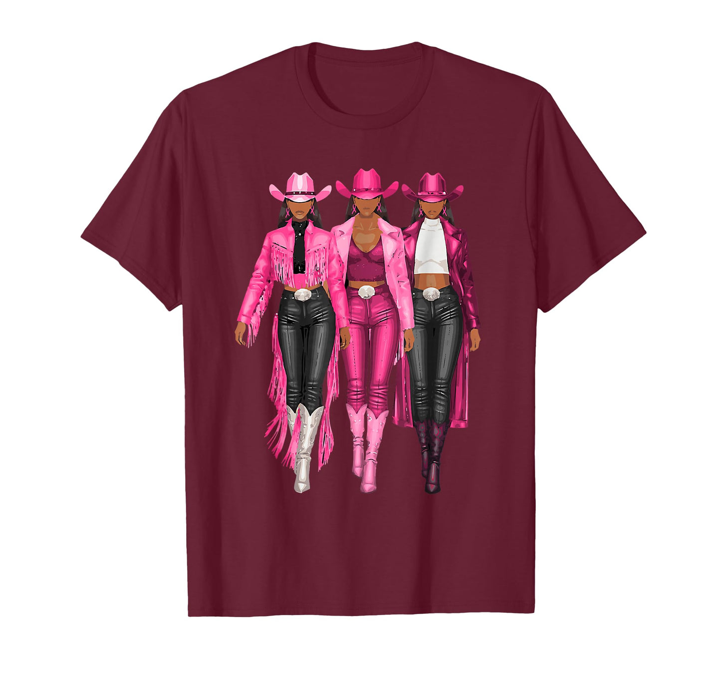 Western Black Women Cowgirl Pink Breast Cancer Awareness T-Shirt