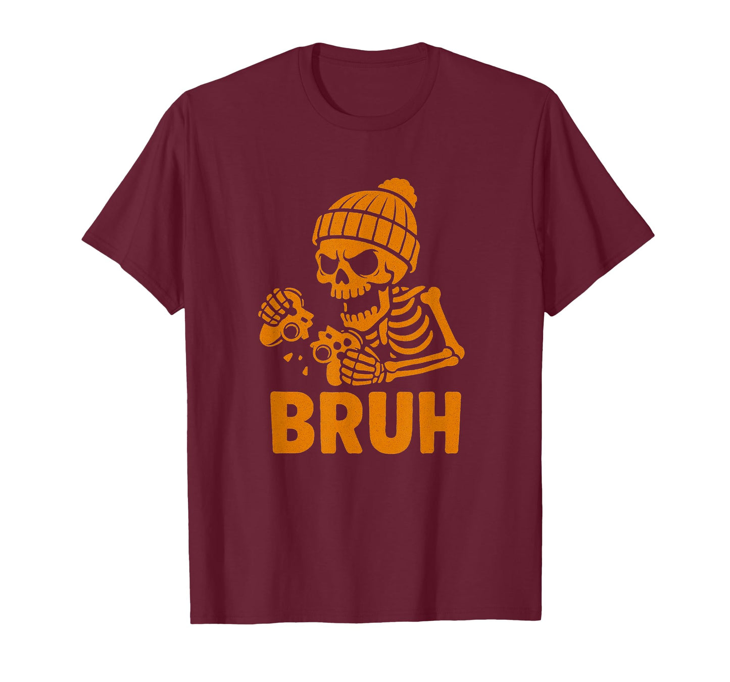 Halloween Skeleton Gamer Video Gaming Funny Skeleton Bruh T-Shirt