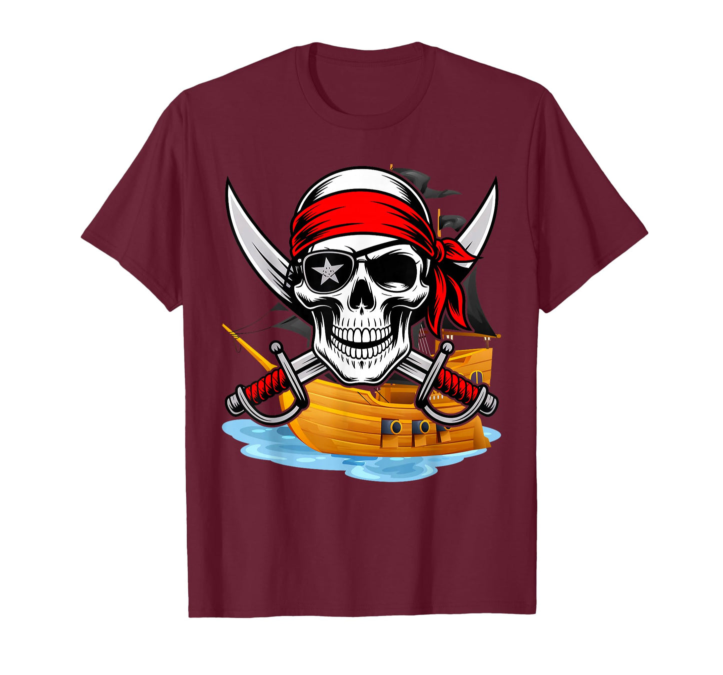 Pirate Flag Skull and Crossbones Skeleton Graphic Halloween T-Shirt