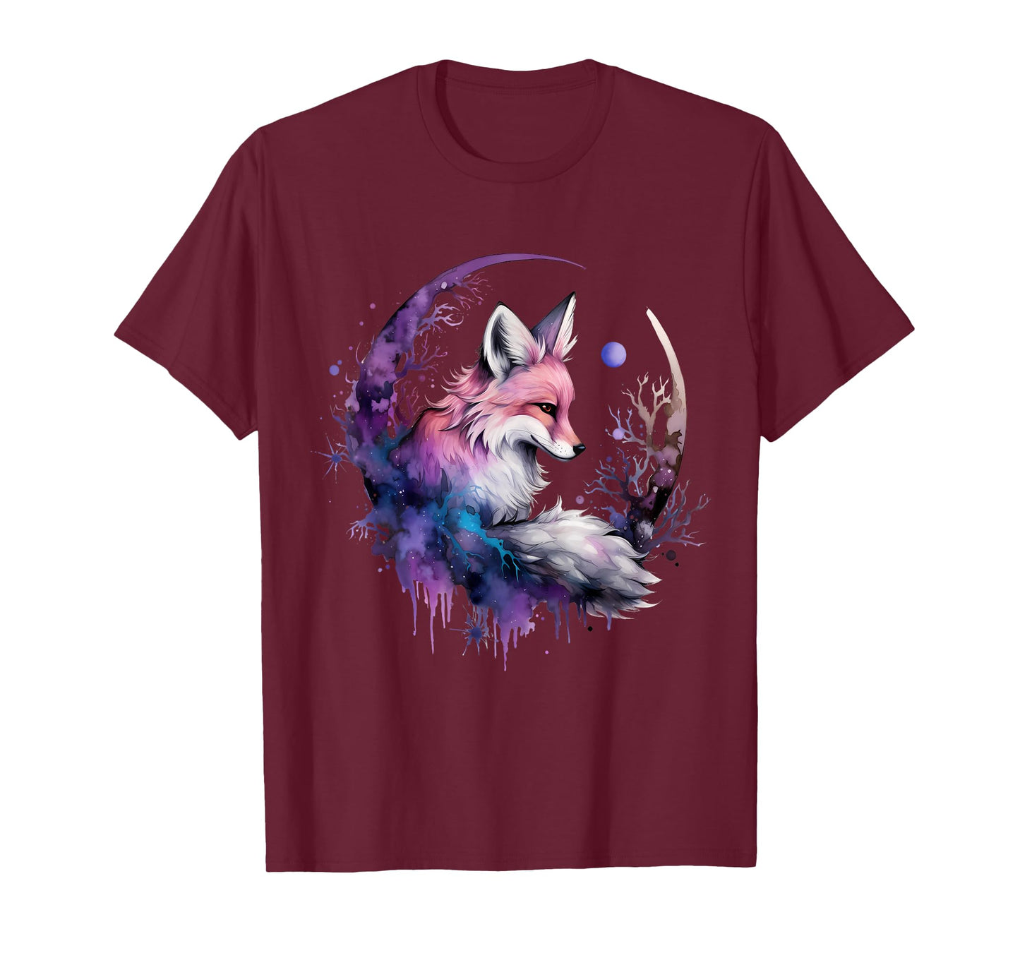Fox Moon Wildlife Nature Colorful Artwork Animal Lovers T-Shirt