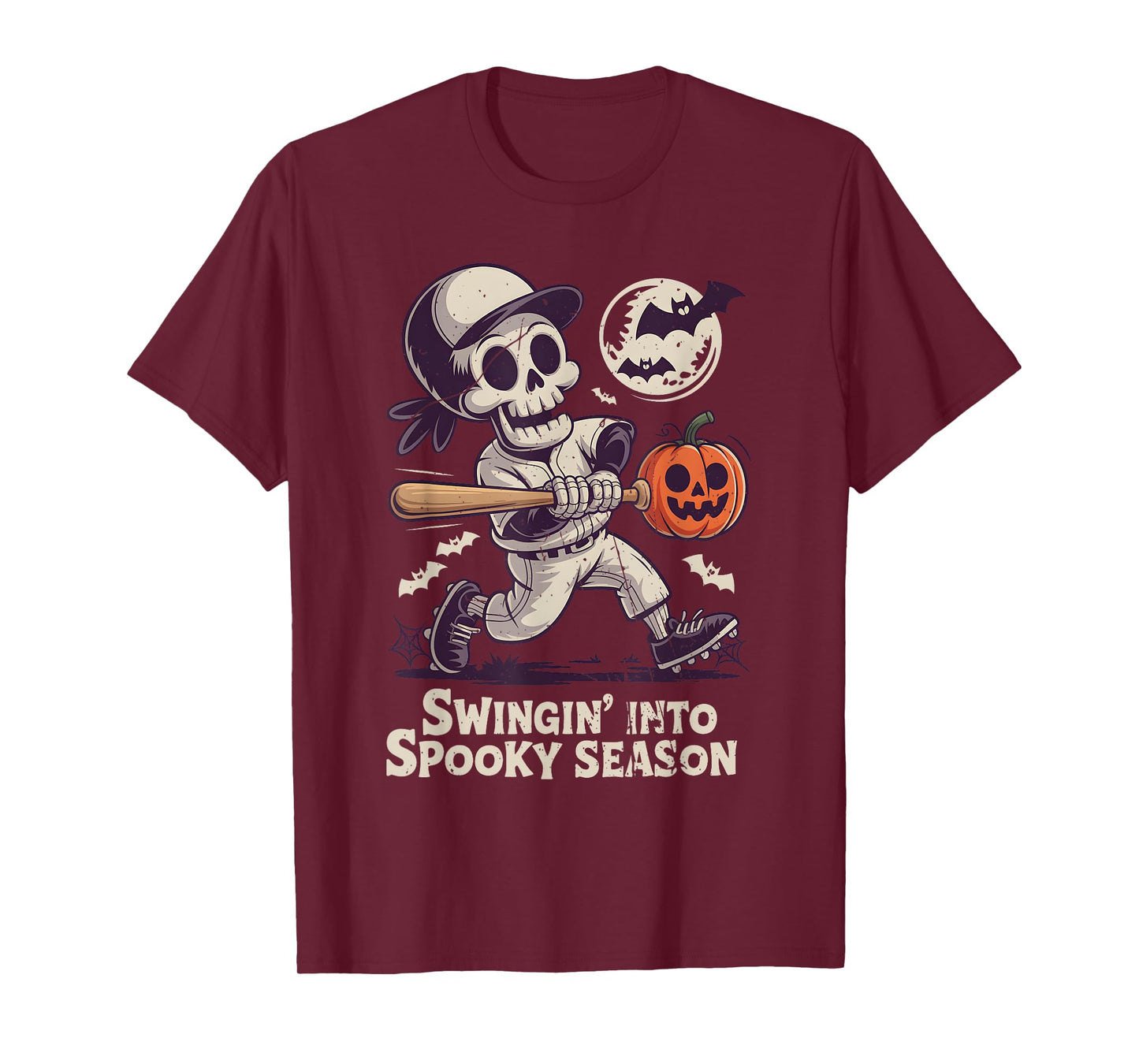 Halloween Skeleton Baseball Spooky Season Men Boys Kids T-Shirt