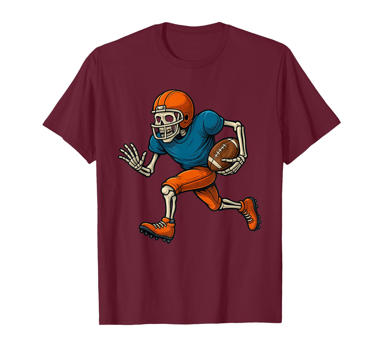 Football Skeleton Halloween Spooky Boys Football Fan Mens T-Shirt