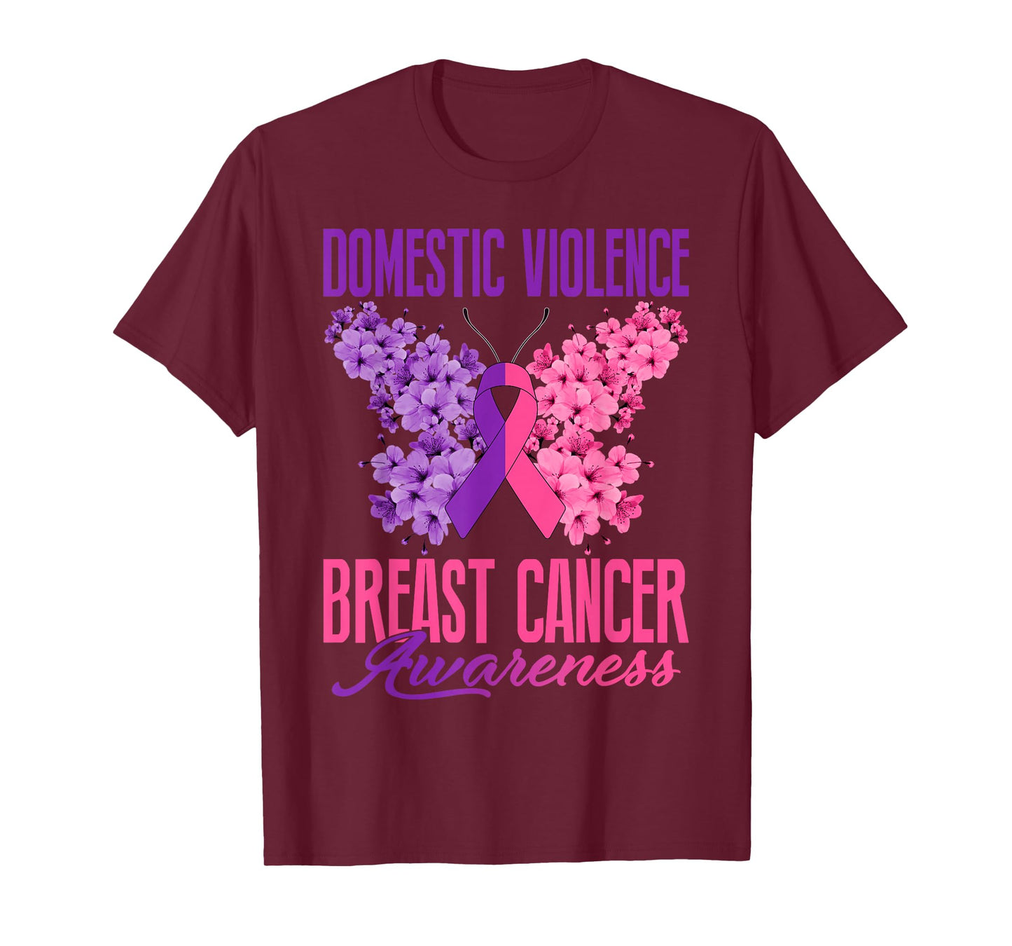 Domestic Violence Breast Cancer Awareness Month Butterfly T-Shirt