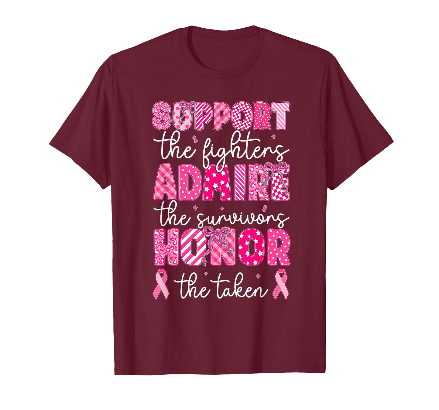 Breast Cancer Support Admire Honor Breast Cancer Awareness T-Shirt
