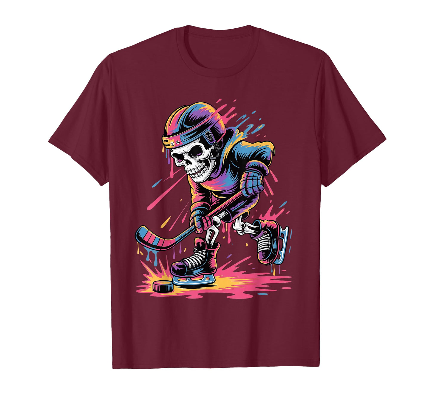 Halloween Skeleton Hockey Drip for Boy Youth Dripping Hockey T-Shirt