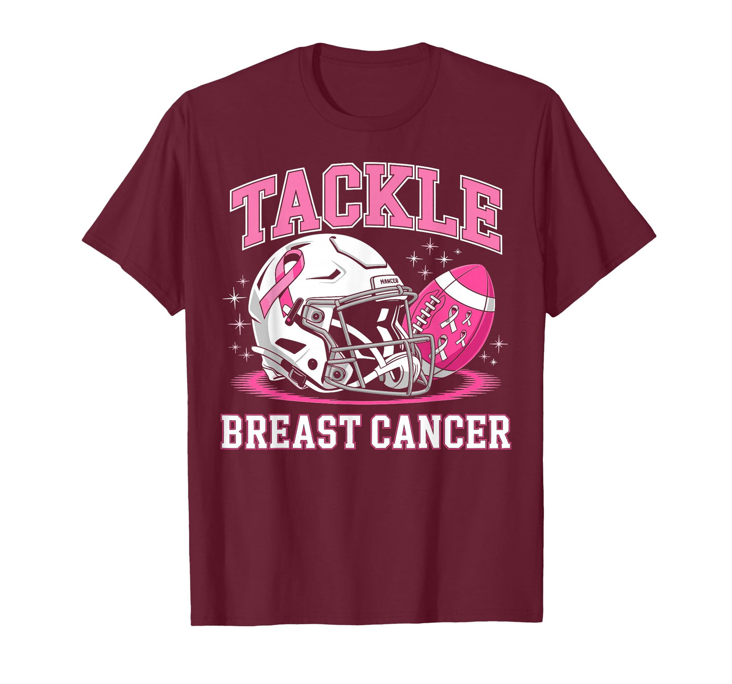 Tackle Breast Cancer Awareness American Football Pink Ribbon T-Shirt