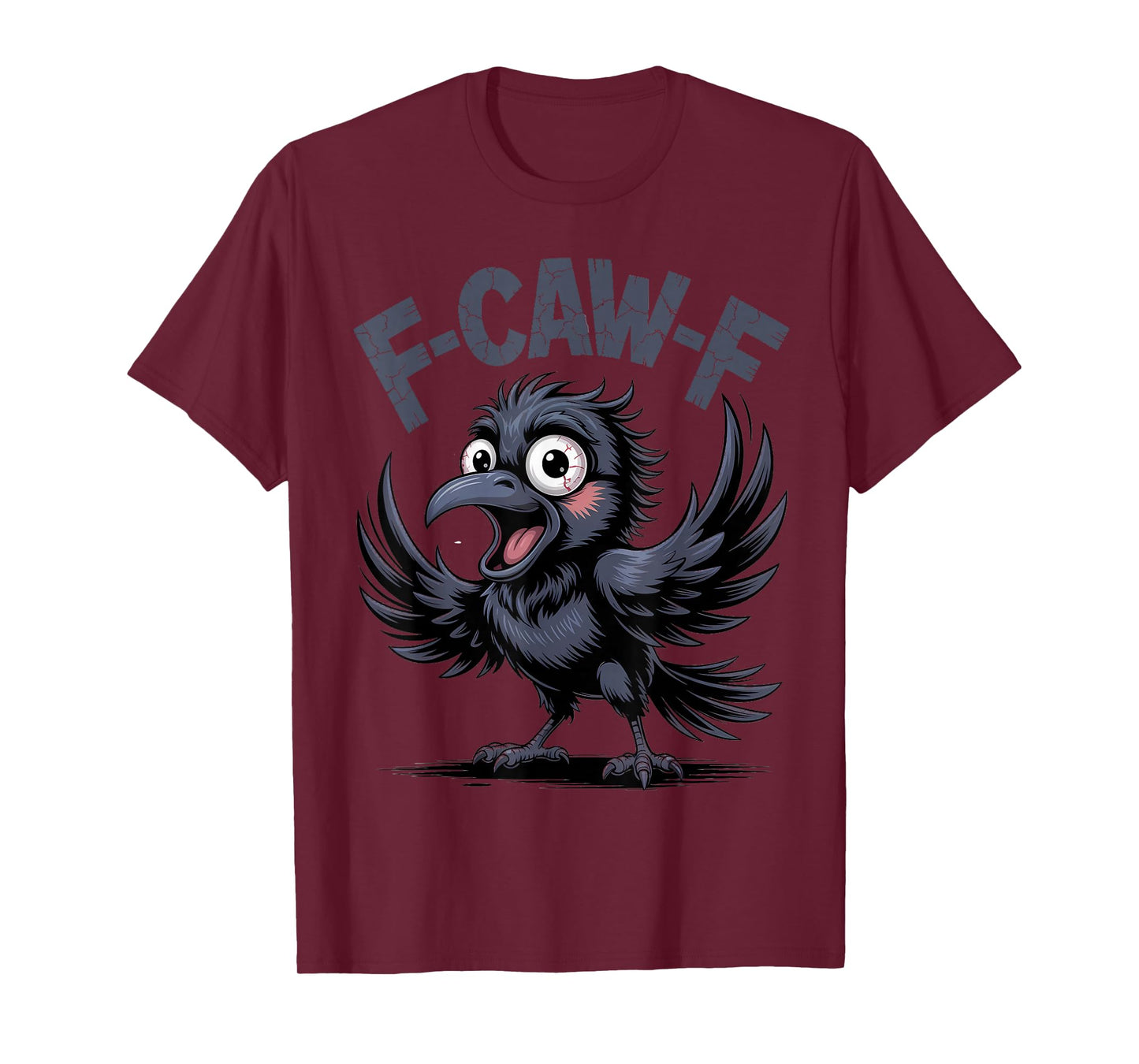 Retro F-Caw-F Funny Black Crow Bird Moon T-Shirt