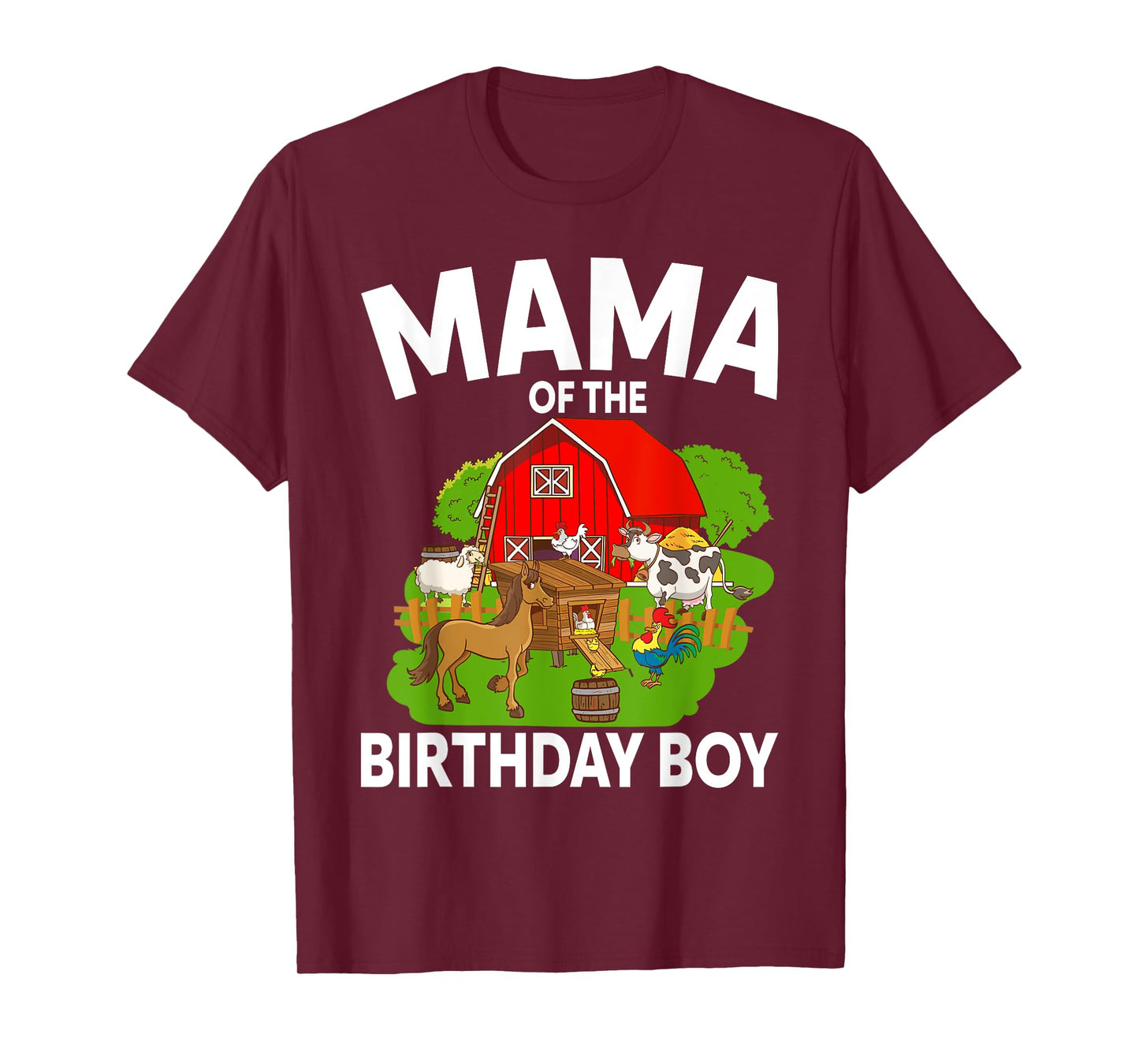 Mama Of The Birthday Boy Farm Animal Bday Party Celebration T-Shirt