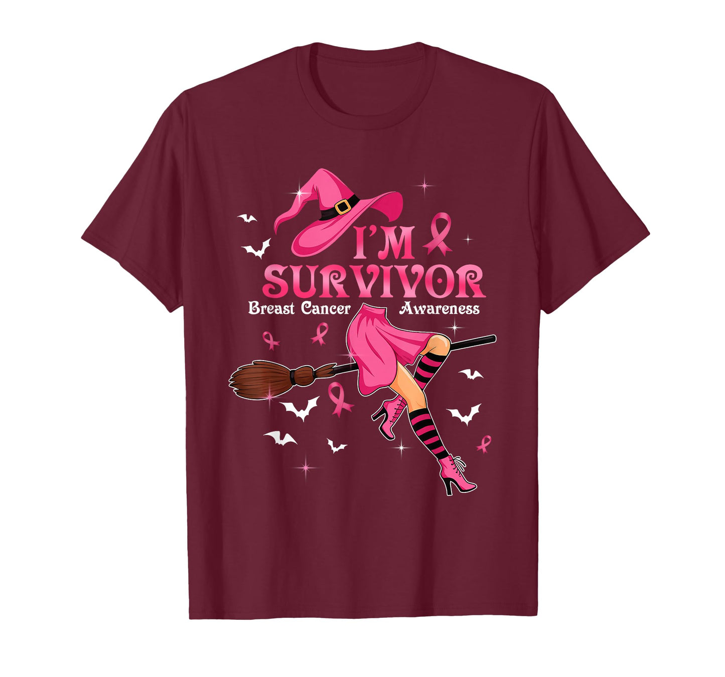 Witch I'm A Survivor Halloween Breast Cancer Awareness Women T-Shirt