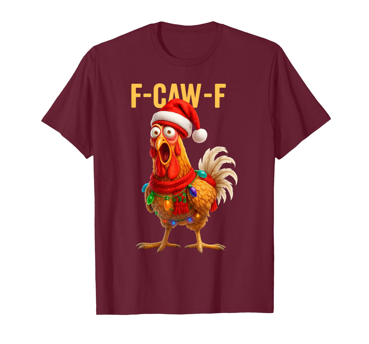 Funny F-Caw-F Chicken FCAWF Chicken Christmas Santa Hat T-Shirt